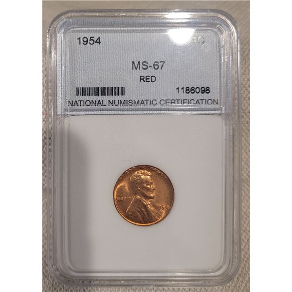 American penny - 1954 MS-67 RED