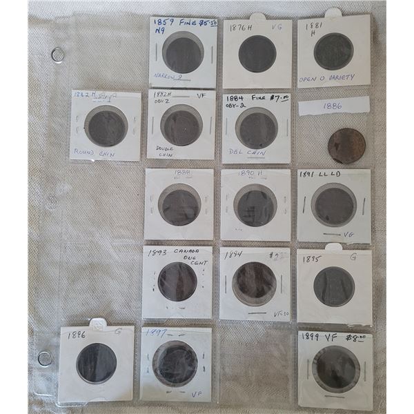 Canadian large cents - 15 Cents From 1859-1896