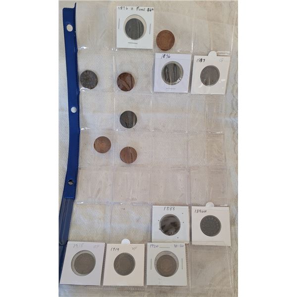 Canadian Large Cents -15 Coins from 1876-1920