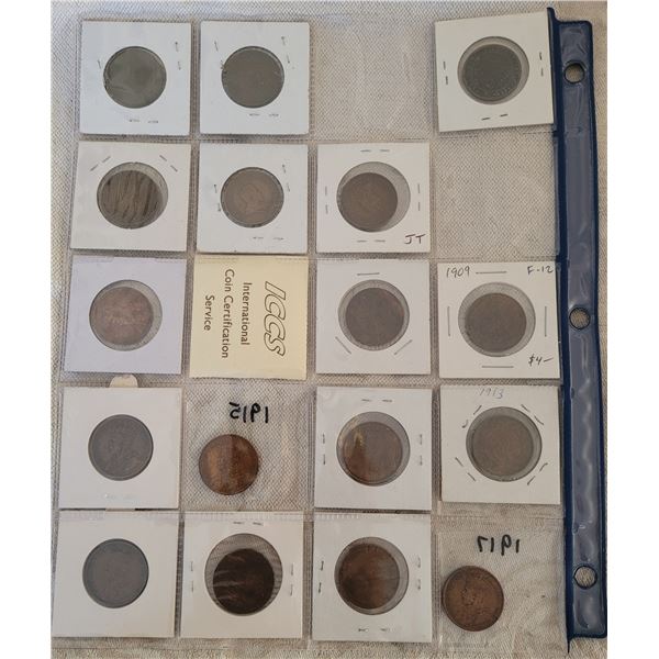 Canadian Large Cents- 18 coins From 1901-1920