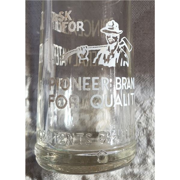 Prince Albert Mineral Water Co.,Limited - ASK FOR PIONEER BRAND FOR QUALITY - clear glass with white