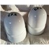 Image 1 : Two white CPR insulators with grey green C.P.R. lettering