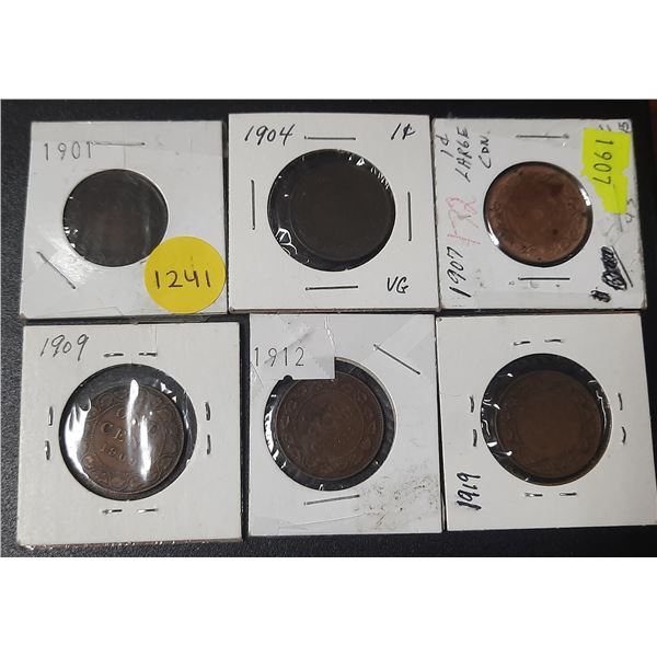 1901, 1904, 1907, 1909, 1912, 1919 Canada Large One Cent.