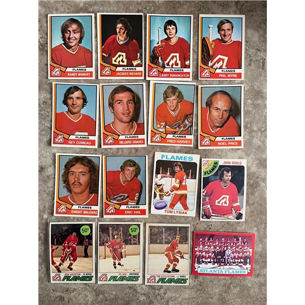 1248- Atlanta Flames O-Pee-Chee hockey card lot from 1973 – 1977.