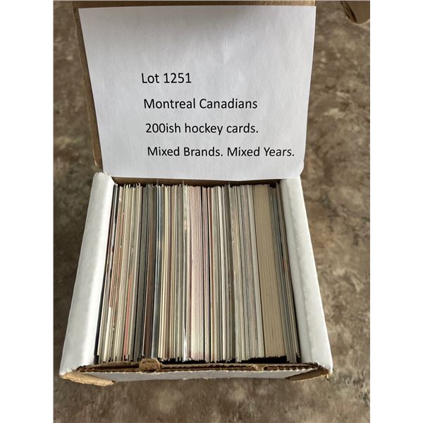 1251 –Montreal Canadians lot of 200ish hockey cards. Mixed Brands. Mixed Years. Duplicates.