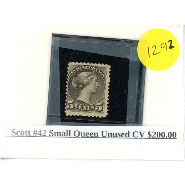 Scott #42 small queen unused CV $200.00