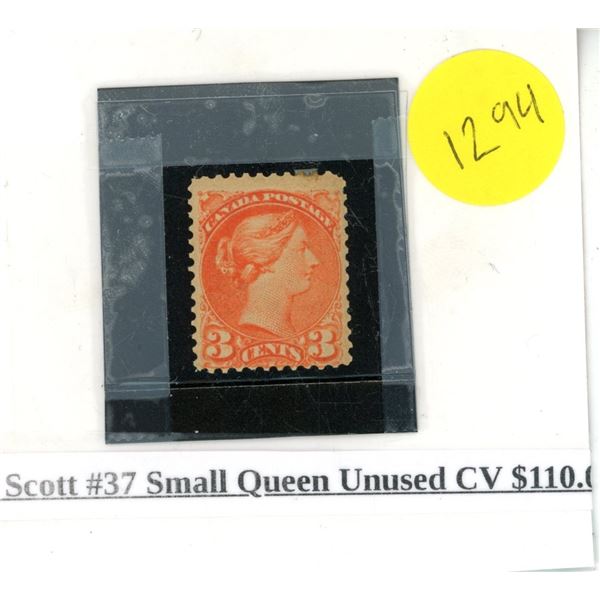 Scott #37 small queen unused CV $110.00 stamp