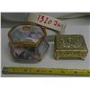 Image 1 : Music box + jewelry container storage (small chips in lid)