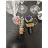 Image 3 : Misc. Lot Wine Glasses, Cork Tops w/ Unique Designs, Salt and Pepper, and etc. as Shown)