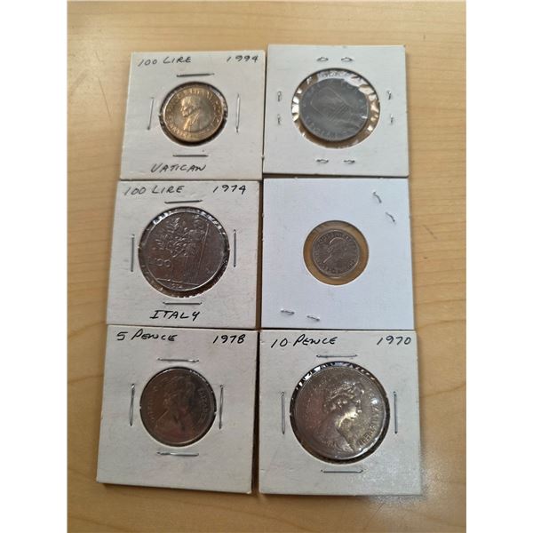 6 foreign coins