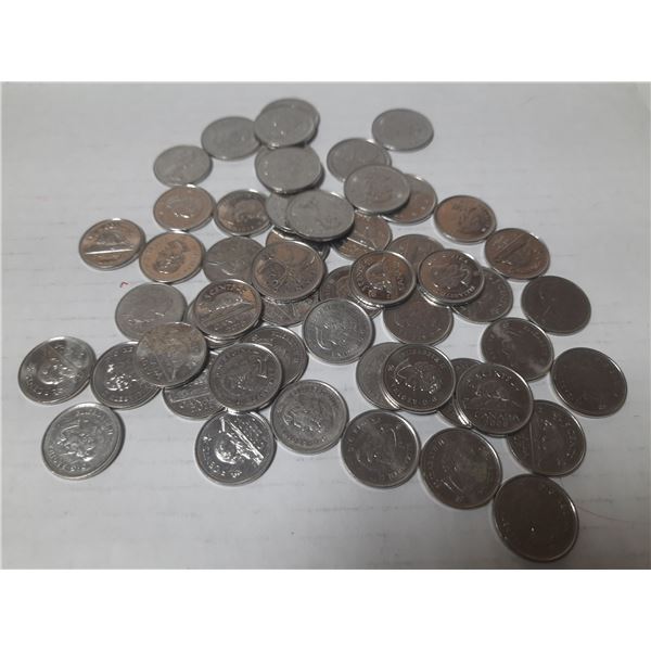 Bag of Canada 5 Cents Coins.