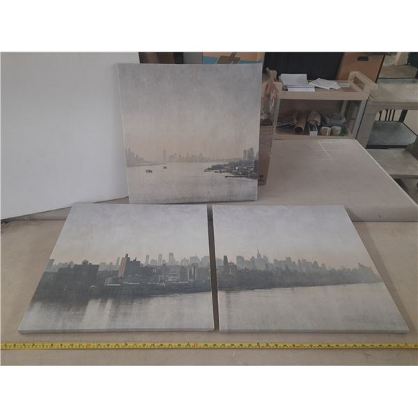 (3) Wall Decorative Paintings - (22" X 22")