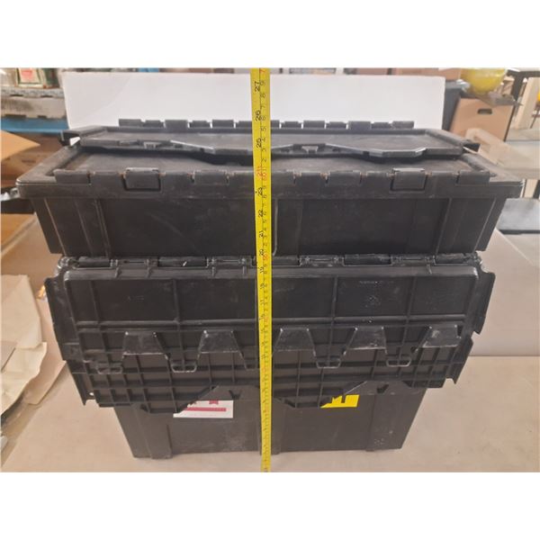 (3) Black Plastic Storage Crate. (13" x 23" x 11")