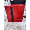 Image 1 : VINTAGE METAL NIEHOFF LOCKING WALL PARTS CABINET - TUNE-UP CENTER (RED)