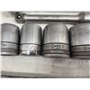 Image 11 : LOT OF S-K 1/2-INCHES DRIVE SOCKETS, WRENCH, RATCHETING WRENCH, AND EXTENSIONS ON METAL TOOLBOX TRAY