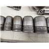 Image 14 : LOT OF S-K 1/2-INCHES DRIVE SOCKETS, WRENCH, RATCHETING WRENCH, AND EXTENSIONS ON METAL TOOLBOX TRAY