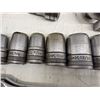 Image 15 : LOT OF S-K 1/2-INCHES DRIVE SOCKETS, WRENCH, RATCHETING WRENCH, AND EXTENSIONS ON METAL TOOLBOX TRAY