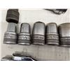 Image 17 : LOT OF S-K 1/2-INCHES DRIVE SOCKETS, WRENCH, RATCHETING WRENCH, AND EXTENSIONS ON METAL TOOLBOX TRAY