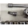 Image 19 : LOT OF S-K 1/2-INCHES DRIVE SOCKETS, WRENCH, RATCHETING WRENCH, AND EXTENSIONS ON METAL TOOLBOX TRAY