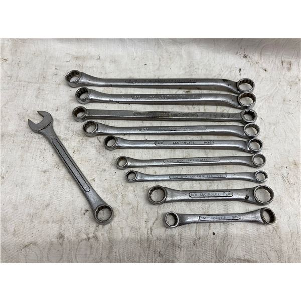 VINTAGE S-K AND S-K LECTROLITE BOX WRENCHES AND A COMBINATION WRENCH