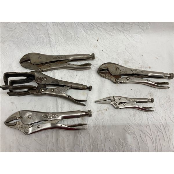 VISE GRIPS, LOT OF 5; INCLUDING LOCKING WELDING CLAMP