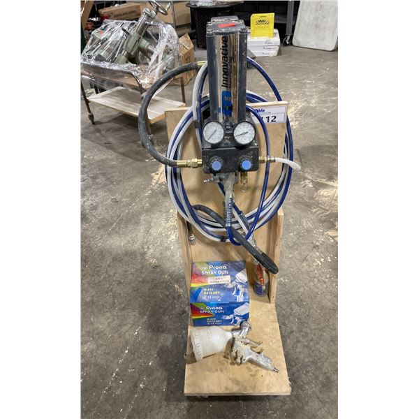 BINKS INNOVATIVE MOBILE SPRAYING UNIT WITH HOSE & 3 SPRAY GUNS