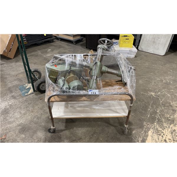 HOLTZ-HER INDUSTRIAL POWER FEEDER ON MOBILE CART *CART INCLUDED*