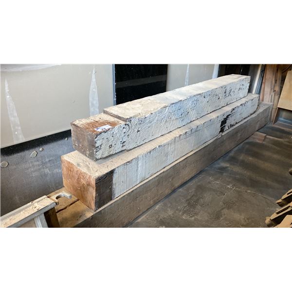 3 LARGE TIMBER BEAMS -APPROX, 13FT/9FT & 8FT