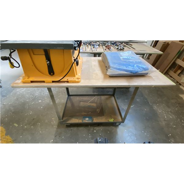 MOBILE WORK CART - STEEL FRAME WITH WOODEN TOP