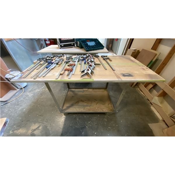 MOBILE WORK CART - STEEL FRAME WITH WOODEN TOP