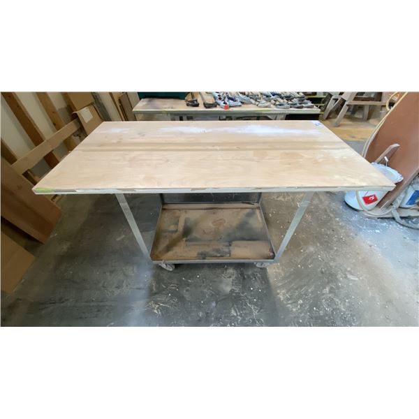MOBILE WORK CART - STEEL FRAME WITH WOODEN TOP