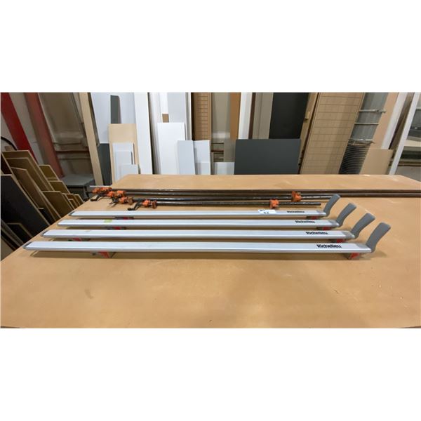 GROUP OF (4) RICHELIEU ALUMINIUM BAR CLAMPS AND (4) LARGE STEEL BAR CLAMPS