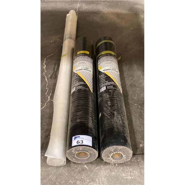 2 ROLLS OF GATORSHIELD PROTECTIVE FLOOR COVERING AND 1 PARTIAL ROLL OF POLY