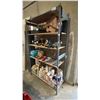 Image 1 : GREY METAL W/WOOD SHELVES 5 TIER SHELF UNIT - APPROX. 4FT ACROSS X 1 3/4FT WIDE X 7FT HIGH