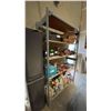 Image 2 : GREY METAL W/WOOD SHELVES 5 TIER SHELF UNIT - APPROX. 4FT ACROSS X 1 3/4FT WIDE X 7FT HIGH