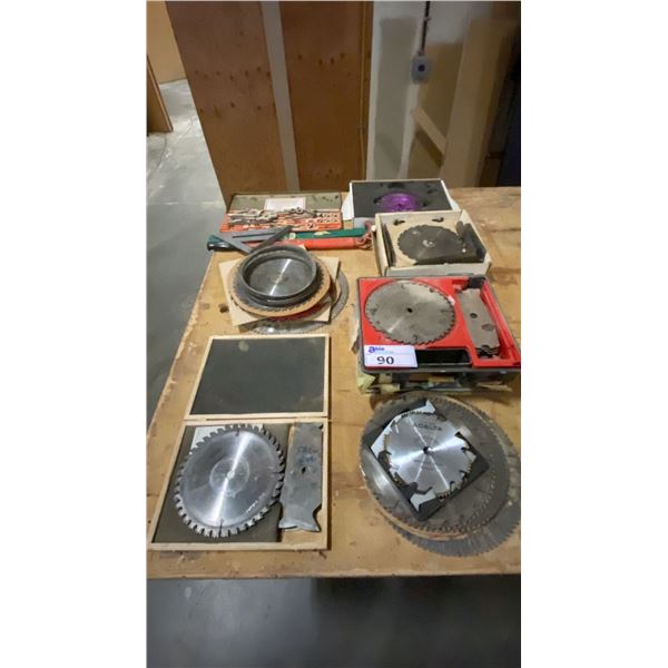 GROUP OF ASSORTED SAW BLADES, TAP & DIE SET, NAIL PULLER, ETC.