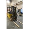 Image 1 : HYSTER S65XM YELLOW PROPANE FORKLIFT-HOURS UNKNOWN, 3 STAGE MAST, SOLID RUBBER TIRES, 1000LB