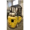 Image 3 : HYSTER S65XM YELLOW PROPANE FORKLIFT-HOURS UNKNOWN, 3 STAGE MAST, SOLID RUBBER TIRES, 1000LB