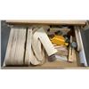 Image 4 : 4 DRAWER WOODEN CABINET WITH CONTENTS & SMALL WOOD SHOP TABLE
