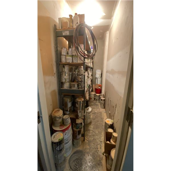 CONTENTS OF ENTIRE PAINT ROOM, ASSORTED PAINTS & CHEMICALS