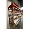Image 2 : 1 BAY OF ORANGE PALLET RACKING SOME SHELVING MODIFIED WITH WOOD APPROX 12'L X 3.5'D X 8'H