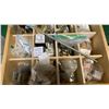 Image 6 : DEWALT DW708, 12" COMPOUND MITER SAW ON WORK BENCH WITH ASSORTED HARDWARE CONTENTS