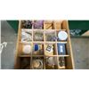 Image 7 : DEWALT DW708, 12" COMPOUND MITER SAW ON WORK BENCH WITH ASSORTED HARDWARE CONTENTS