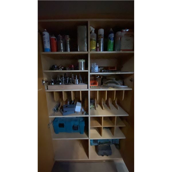 CONTENTS OF CUPBOARDS- TOOLS, WIRES, BITS, FIRST AID EQUIPMENT, SEALANTS, HARDWARE & MORE