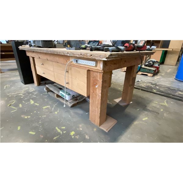 WOODEN WORK TABLE - APPROX.8FT X 4FT X 3FT HIGH