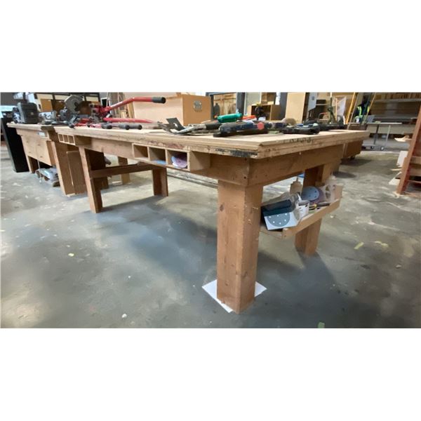 WOODEN WORK TABLE - APPROX.8FT X 4FT X 3FT HIGH
