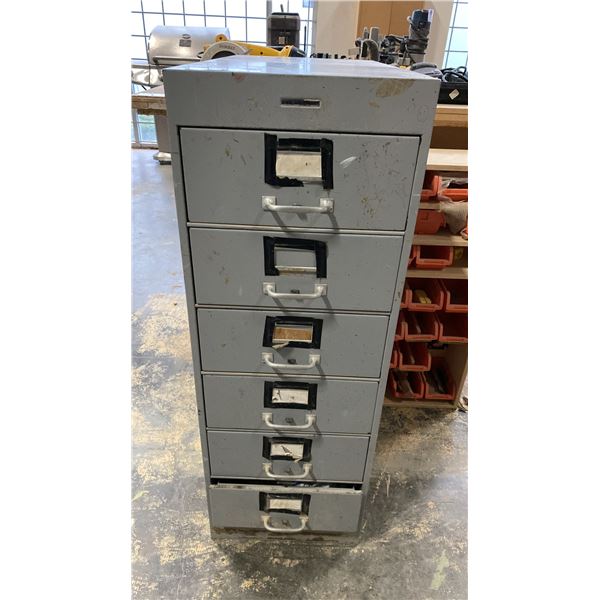 STEEL EQUIPMENT 6 DRAWER CABINET WITH ASSORTED TOOLS, HARDWARE & SHOP SUPPLIES