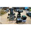 Image 1 : GROUP OF 3 HITACHI POWER TOOLS - ROUTER W/ATTACHMENT, 2 CORDLESS DRILLS, 1 CHARGER AND 3 BATTERIES