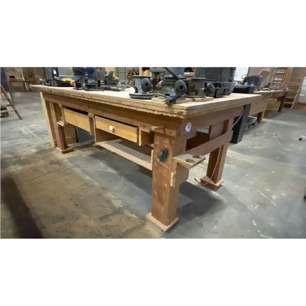 WOODEN WORK TABLE - APPROX.8FT X 4FT X 3FT HIGH