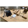 Image 2 : GROUP OF VINTAGE TOOLS - WHEELBARROW FRAME, LOGGERS SAW, PRESSER SPRAYER,